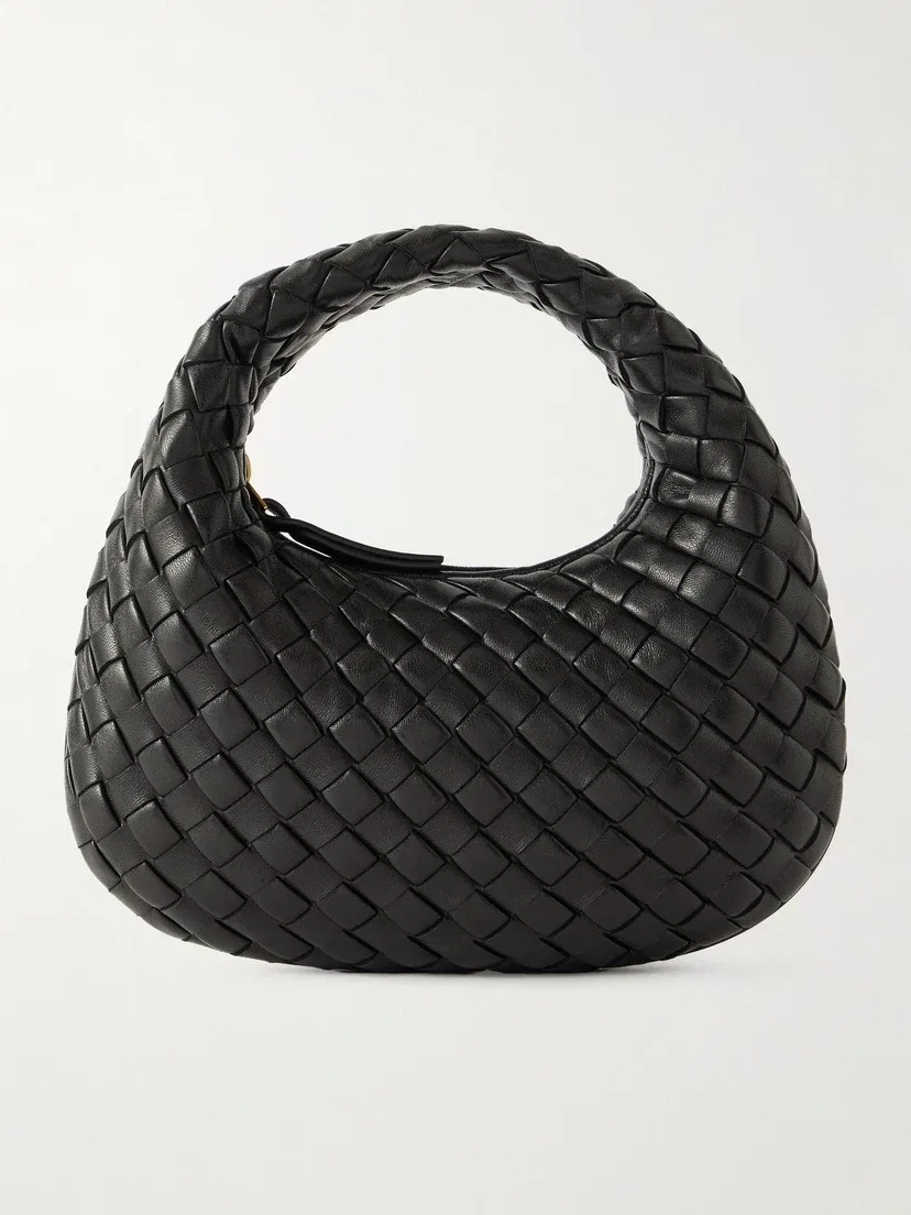 Кожаная наплечная сумка Veneta Baby Intrecciato BOTTEGA VENETA, черный