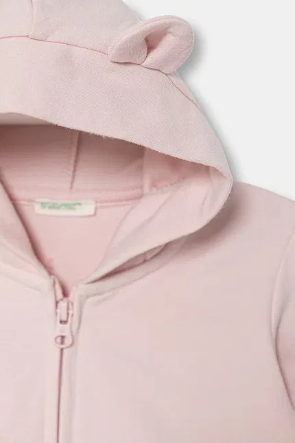 Блуза на молнии с капюшоном ушки United Colors of Benetton, розовый — фото 3