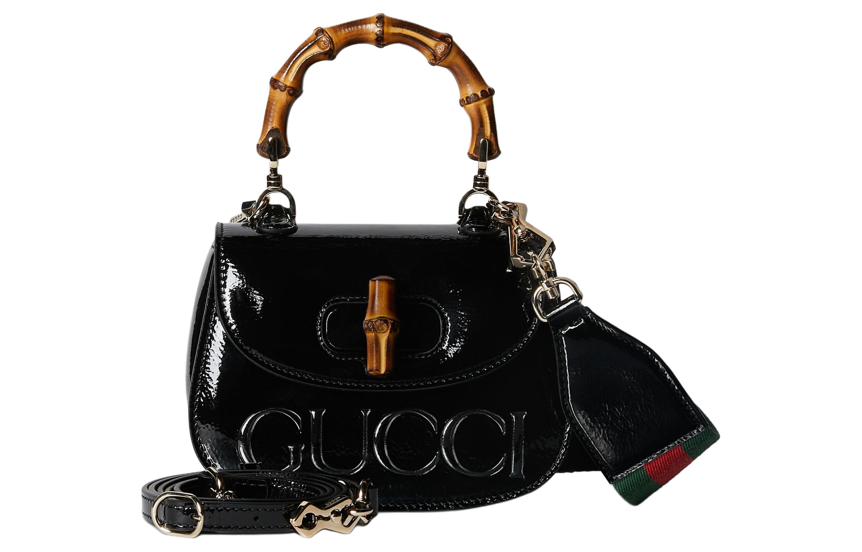 Мини-сумка через плечо из натуральной кожи GUCCI, черная — фото 2