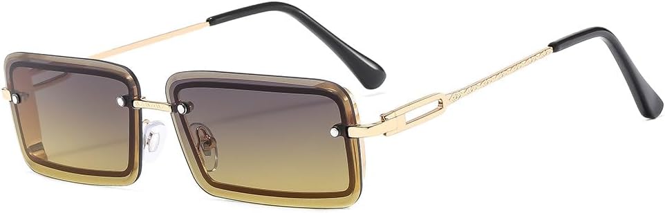 

Винтажные модные солнцезащитные очки без оправы, прямоугольные, с градиентным покрытием, защита от УФ-излучения UV400, дорожные солнцезащитные очки для женщин MTZJH, C4