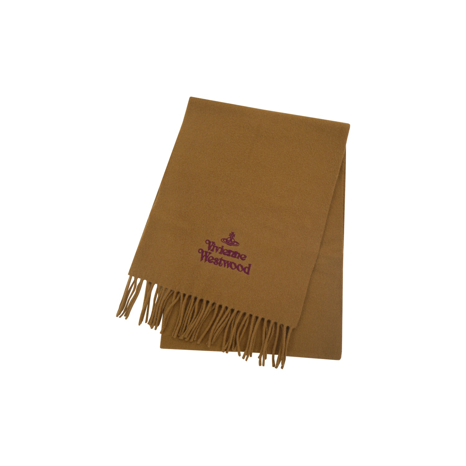 

Вышитый шарф с бахромой и логотипом Vivienne Westwood, Коричневый, Вышитый шарф с бахромой и логотипом Vivienne Westwood