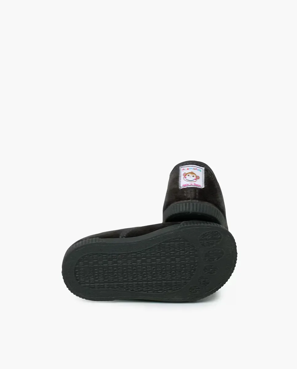 Детские спортивные туфли для девочки из бархата barefoot без шнурков Pisamonas, черный — фото 3