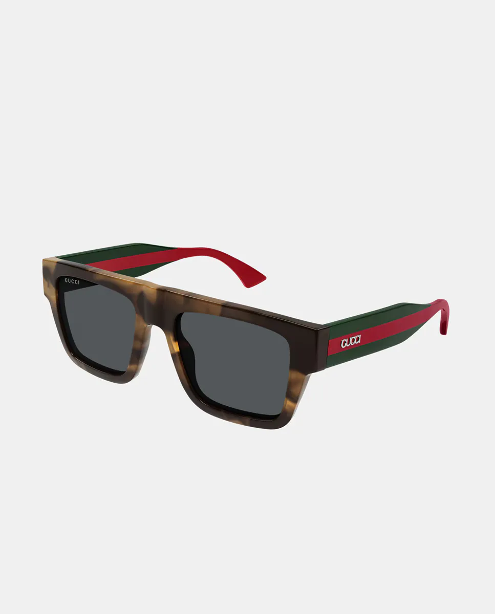 

Прямоугольные мужские солнцезащитные очки из переработанного ацетата Gucci, коричневый