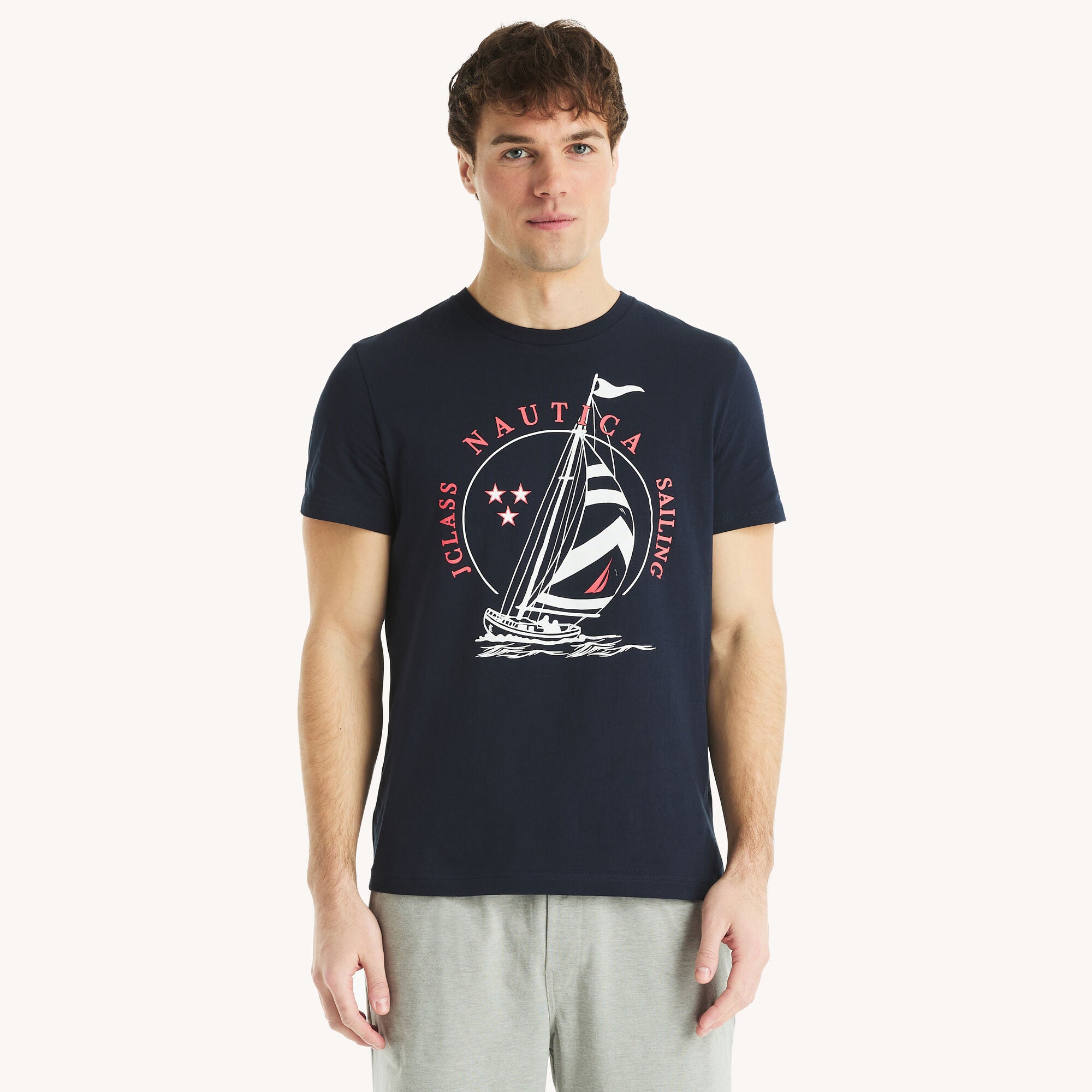 

Мужская футболка с рисунком парусного спорта Nautica, темно-синий