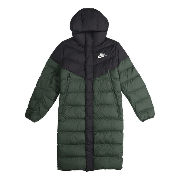 

Пуховик Nike Sportswear Windrunner Down Fill Long hooded down Jacket Green, зеленый