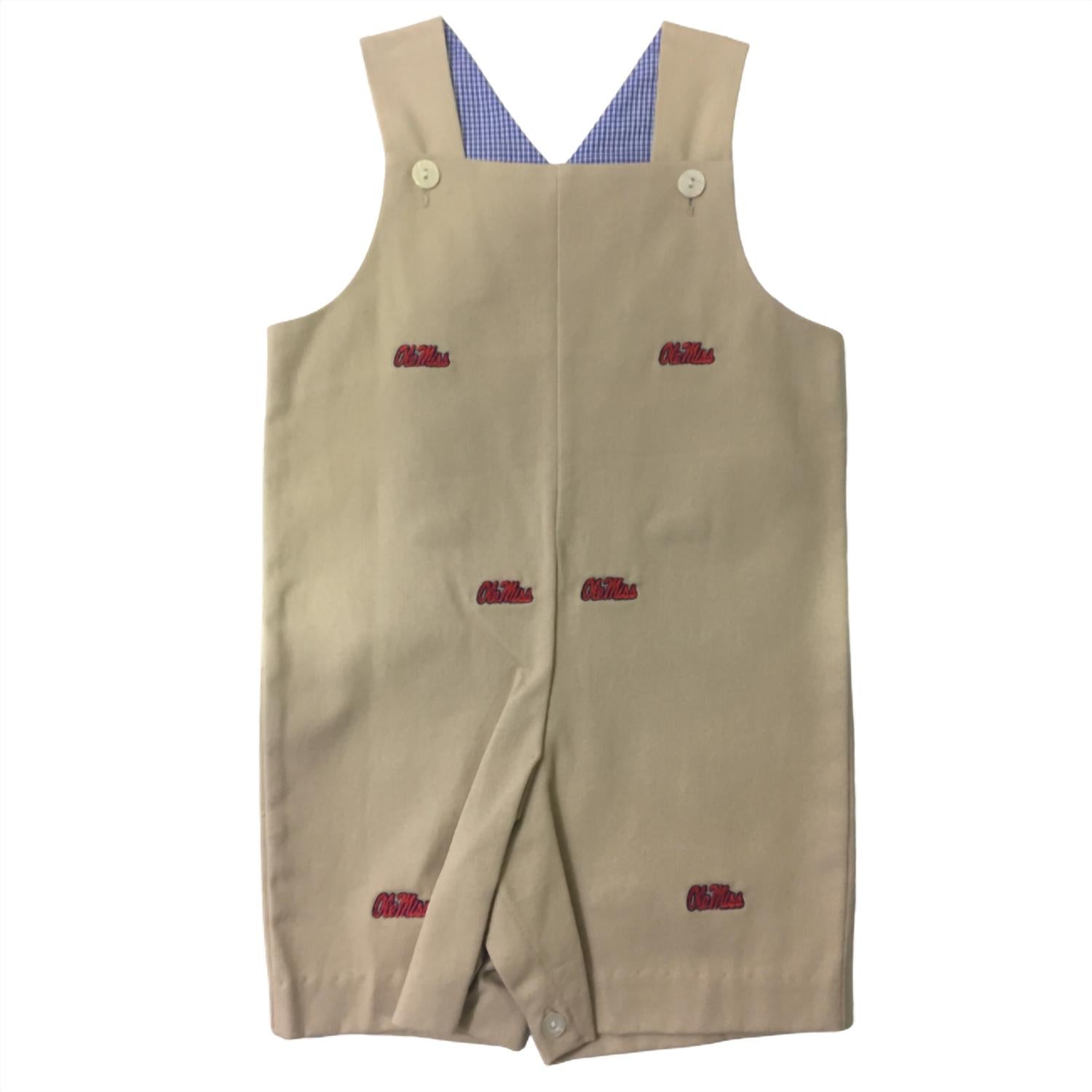 

Детский джинсовый комбинезон Ole Miss с ручной вышивкой, бежевый Vive La Fete