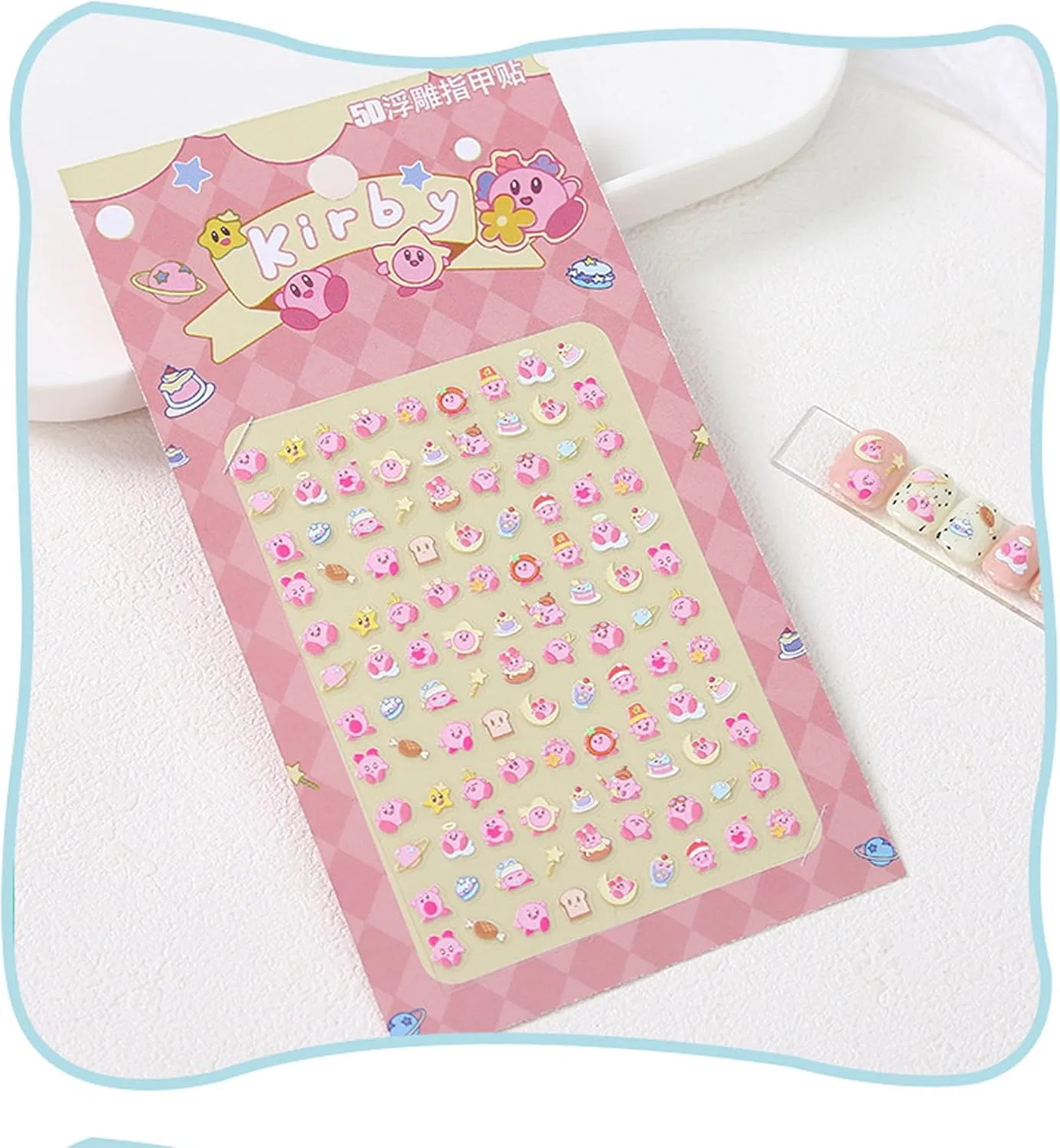 Светящиеся наклейки для ногтей Roffatide Kirby, 3 листа, 3D самоклеящиеся Roffatide, Kirby (Luminous) — фото 2