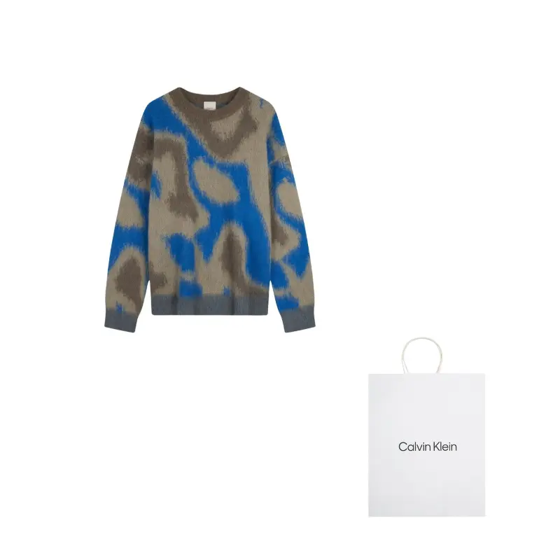 

Свитер с принтом, воротник Crew neck Calvin Klein, 8Sq-Blue Brown Mixed Color