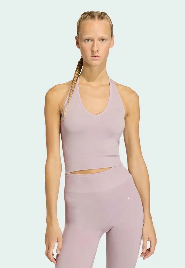 Вязаный топ с завязками на шее, необходимый для тренировок Adidas Performance, Preloved Fig
