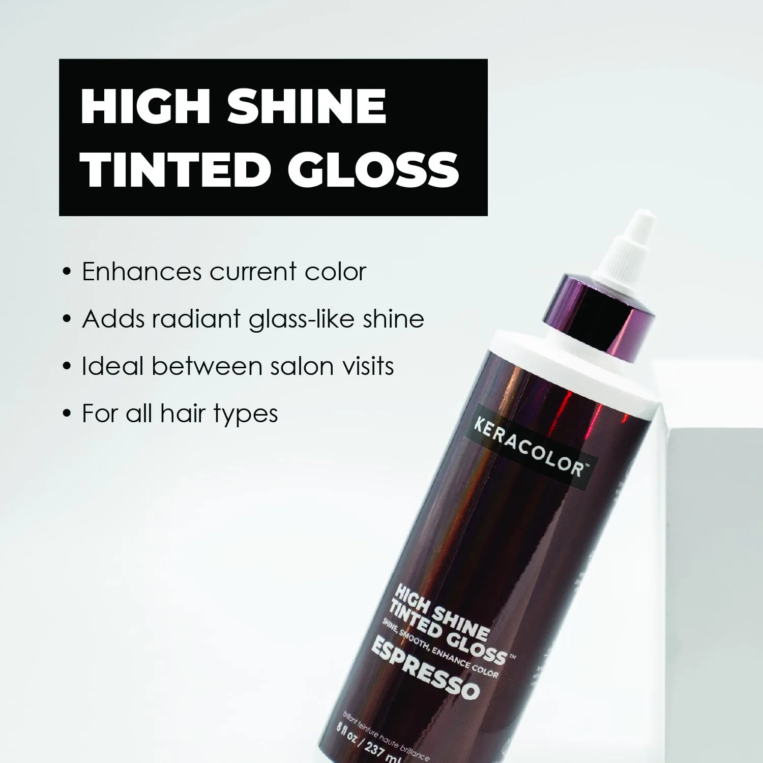 Тонирующий блеск для волос Keracolor High Shine, для использования в душе, полупрозрачное средство для усиления цвета, цвет эспрессо, 8 жидких унций, Espresso — фото 2