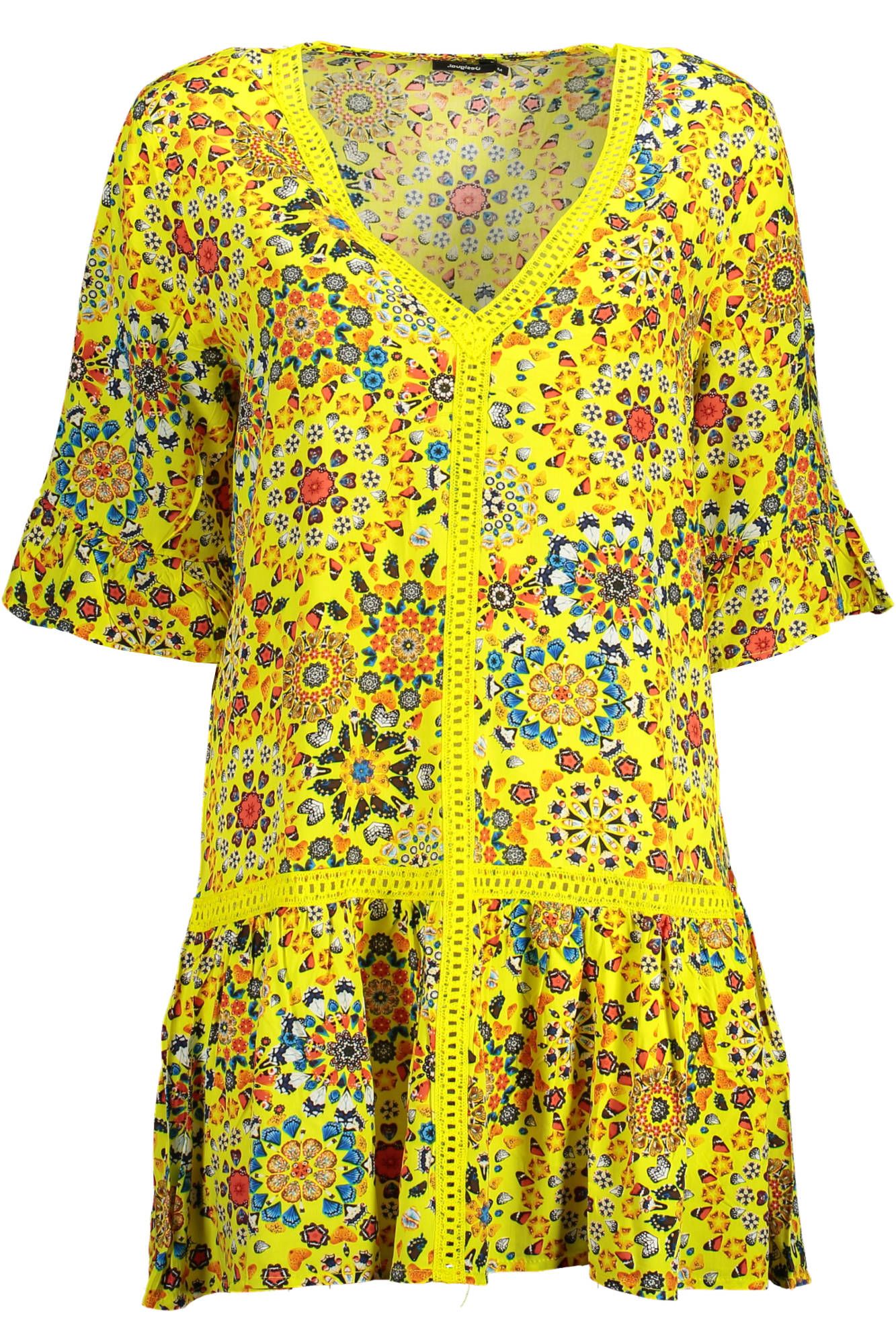 

Желтое хлопковое женское платье Desigual