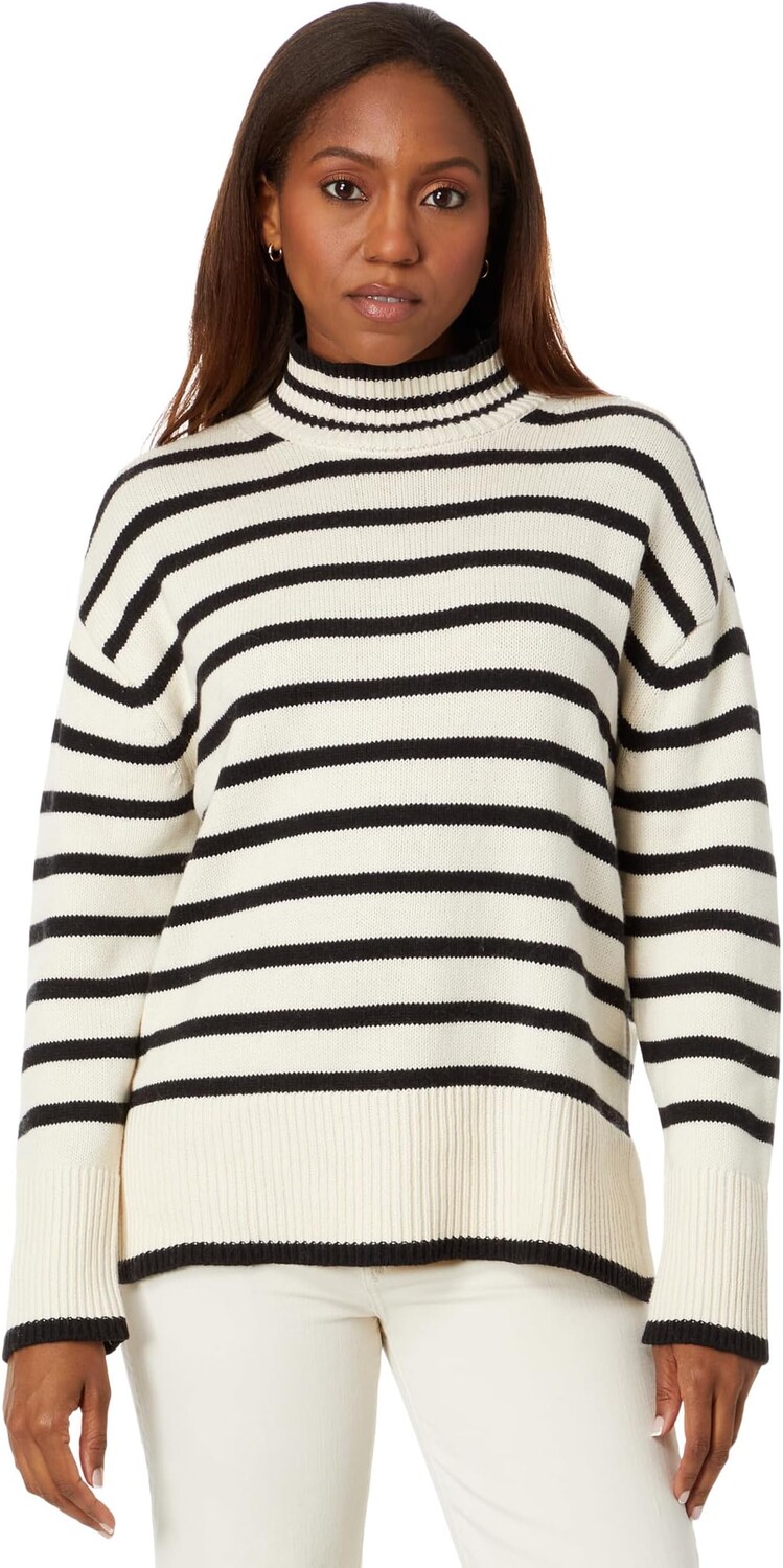 

Полосатая туника с воротником-стойкой Lucky Brand, цвет Whitecap Grey Black