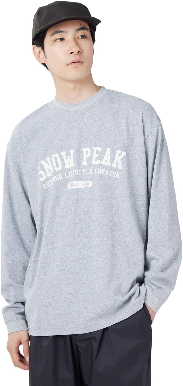 

Футболка с длинным рукавом Snow Peak Varsity Logo TS-26SU002, сшитая по индивидуальному заказу, мужская и женская, серый