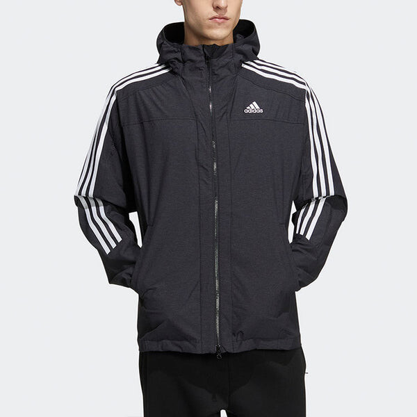 Куртка adidas M 3ST 247 CL JK Contrasting Colors Stripe Sports Hooded Jacket Black, черный — фото 2