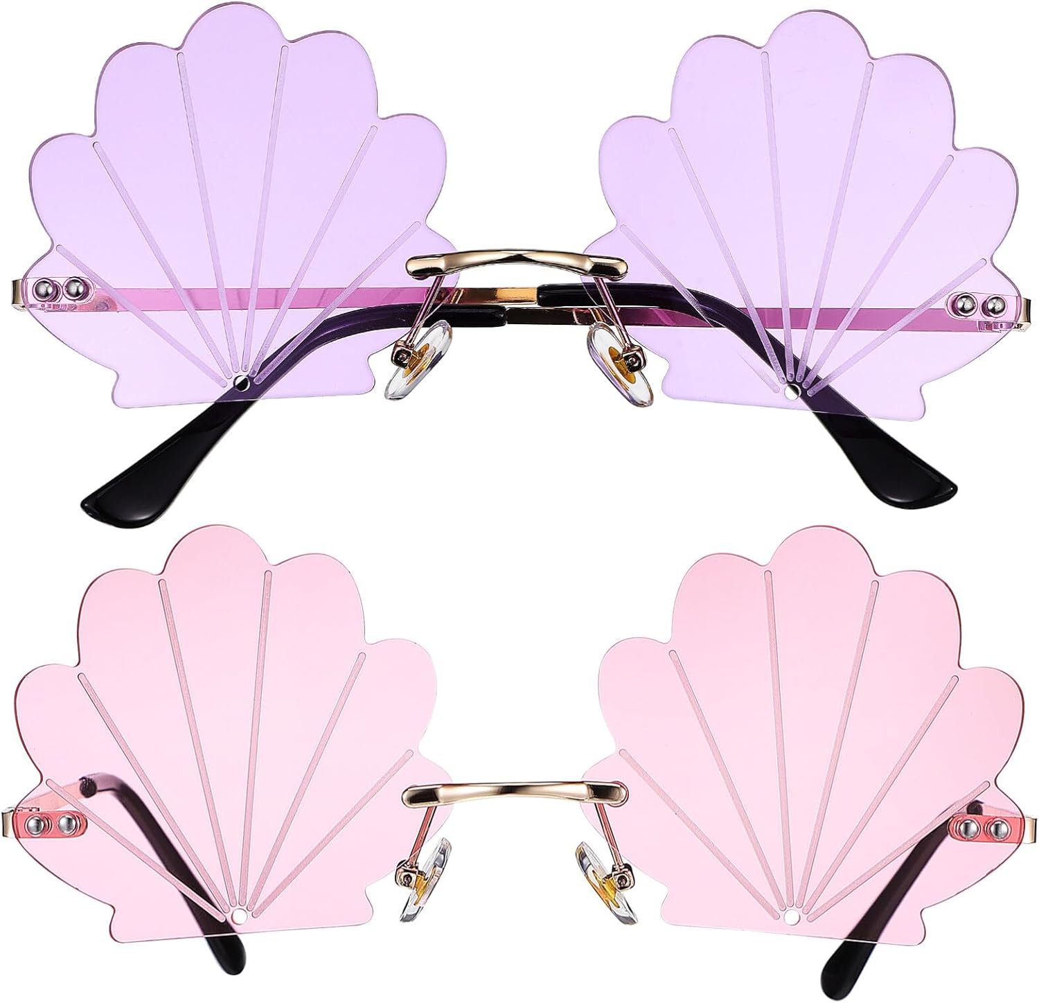 

2 солнцезащитных очков в форме ракушки, без оправы, идеально подходят для вечеринок. Уникальный дизайн в форме ракушки. Удобная посадка, отлично подойдут для празднования дня рождения и Хэллоуина WOFASHPURET, A