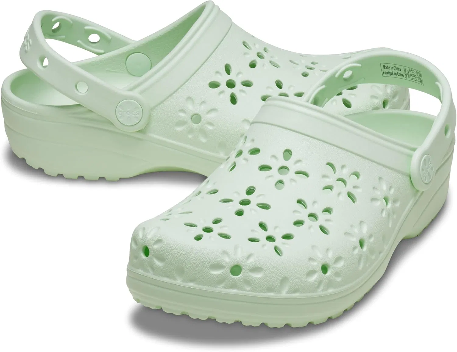 Классические сабо Crocs с цветочным принтом и вырезом, Jade Tint — фото 2