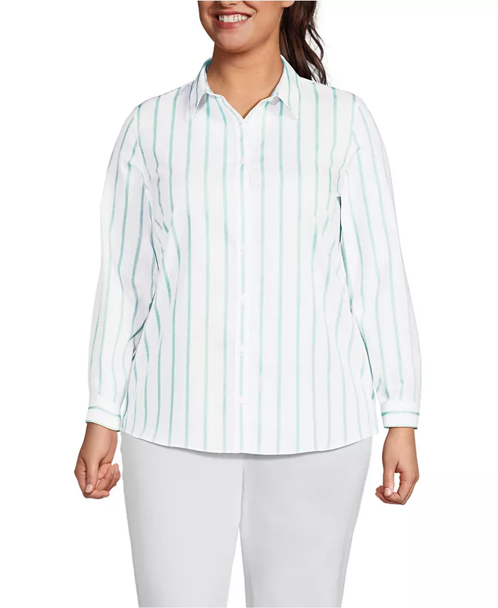 

Рубашка без глажки на пуговицах Plus Size Lands' End, белый