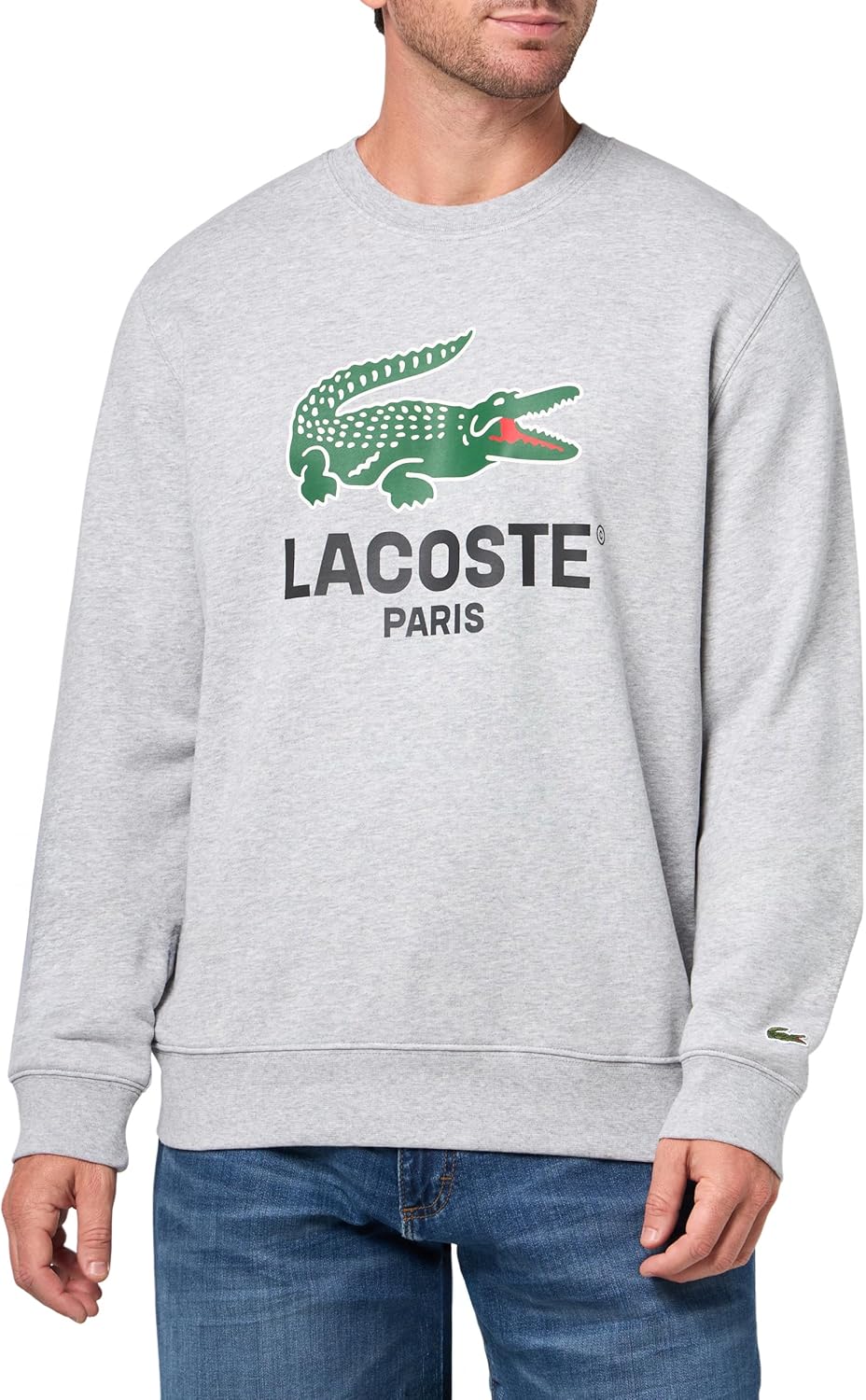 

Lacoste мужская толстовка с принтом и круглым вырезом, классический крой, Silver Chine