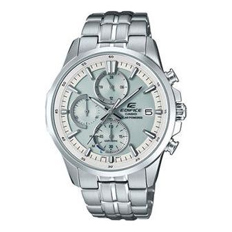 

Часы CASIO Waterproof EDIFICE Sapphire Crystal Solar Powered Stainless Steel Strap Mens White Analog, белый