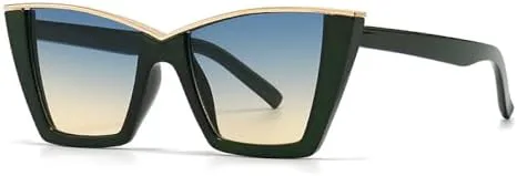 

Модные солнцезащитные очки «кошачий глаз» для женщин и мужчин, винтажные очки, солнцезащитные очки UV400, трендовые солнцезащитные очки MTZJH, C5 Green Blue Tea