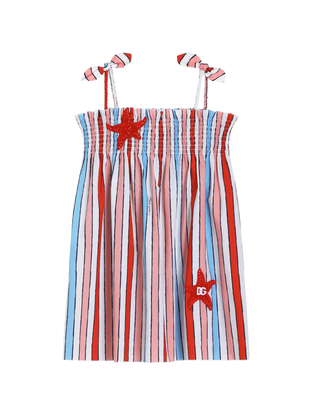

Платье с полосками и морскими звездами Dolce & Gabbana Kids, белый