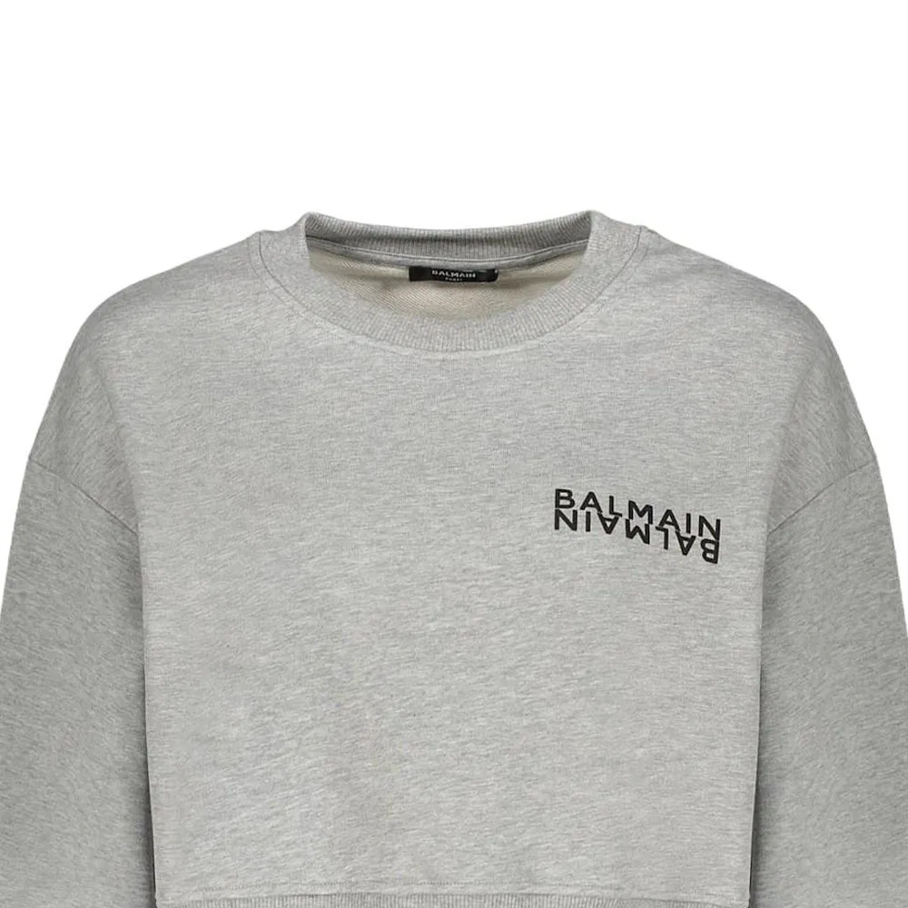 Кроп-свитшот BALMAIN серый — фото 4