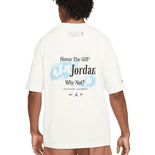 Футболка Men's Air Jordan x HTG Crossover Cartoon Printing Round Neck Short Sleeve Us Edition Light Ivory T-Shirt, мультиколор — фото 3