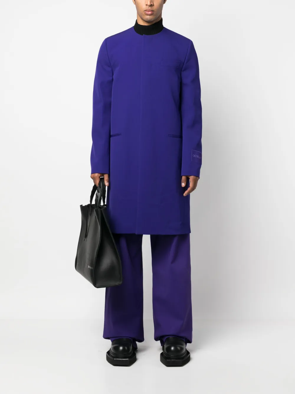 Однобортное пальто с нашивкой-логотипом OFF-WHITE, фиолетовый — фото 2
