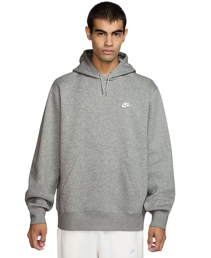 

Мужской флисовый пуловер с логотипом Club Nike, серый