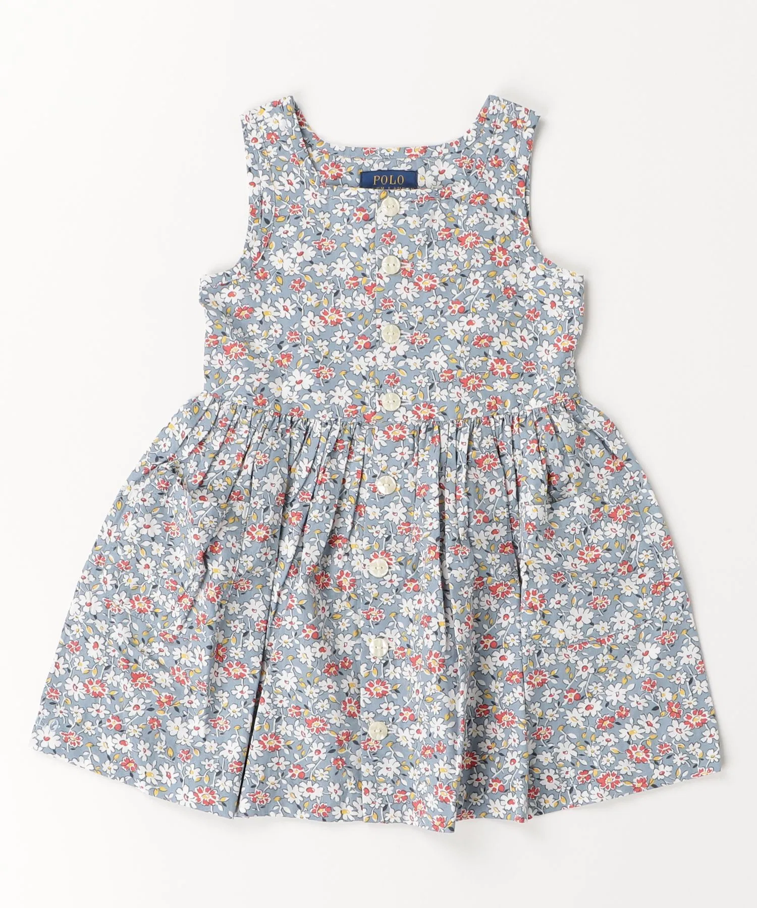 Детское платье POLO RALPH LAUREN CHILDRENSWEAR хлопковое с цветочным принтом синее — фото 3