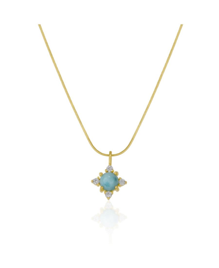 

Подвеска из стерлингового серебра с голубым лунным камнем и тонкой итальянской цепочкой Spero London, Gold