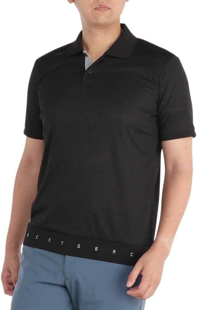 

Мужская поло-рубашка Mizuno Dry Aeroflow Mesh Rib с коротким рукавом, дышащая ткань, свободный крой, одежда для гольфа, E2MAB010, черный