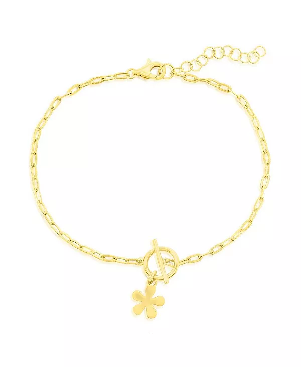 

Браслет-Скрепка с подвеской-цветком из стерлингового серебра Simona, gold