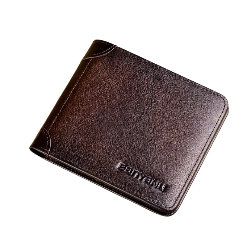 

Banyanu Кожаный мужской кошелек для денег и карт, Vintage Coffee-Horizontal 50% off (inside and outside Top Grain Cow Leather) Anti-Skimming