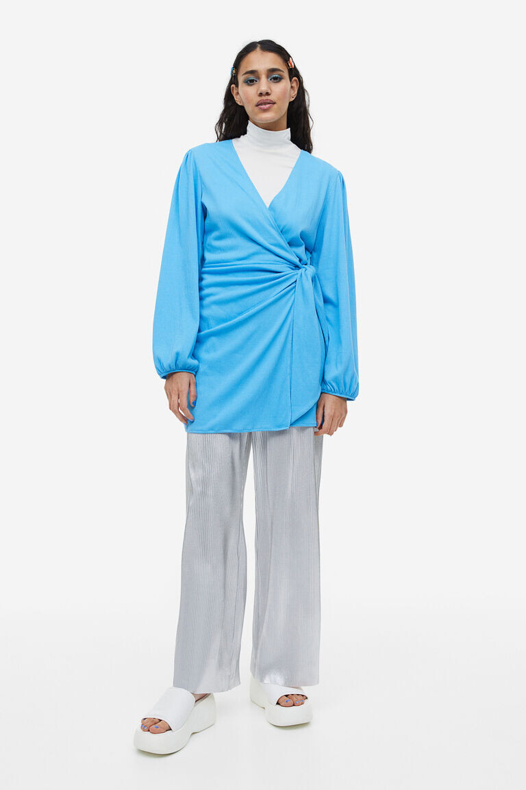 

Платье и объемными рукавами H&M, синий