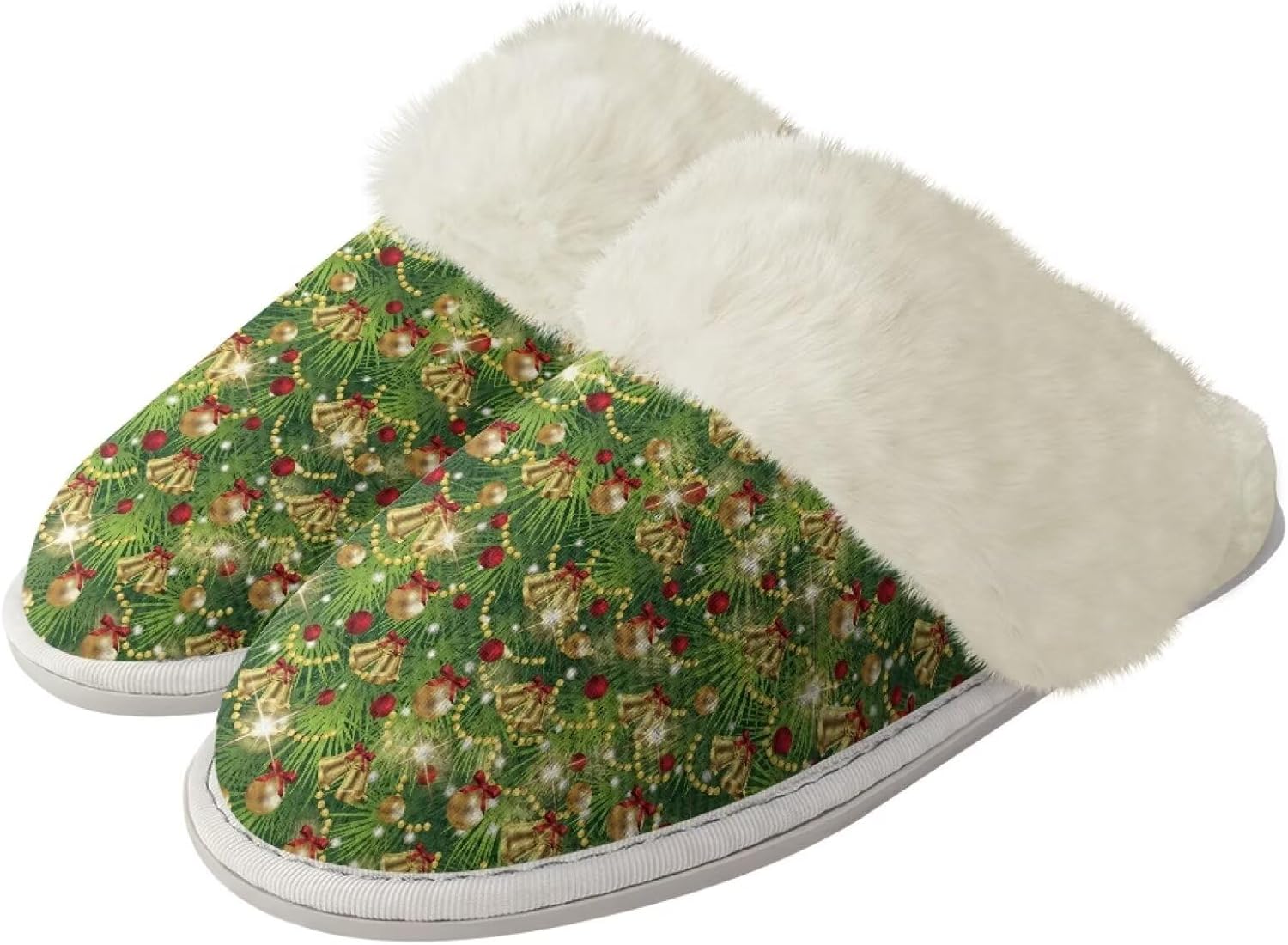 

Зимние рождественские спа-тапочки Drnuikhe, домашние тапочки из пены с эффектом памяти, обувь для дома и улицы, размер L, для мужчин и женщин, Christmas Bells