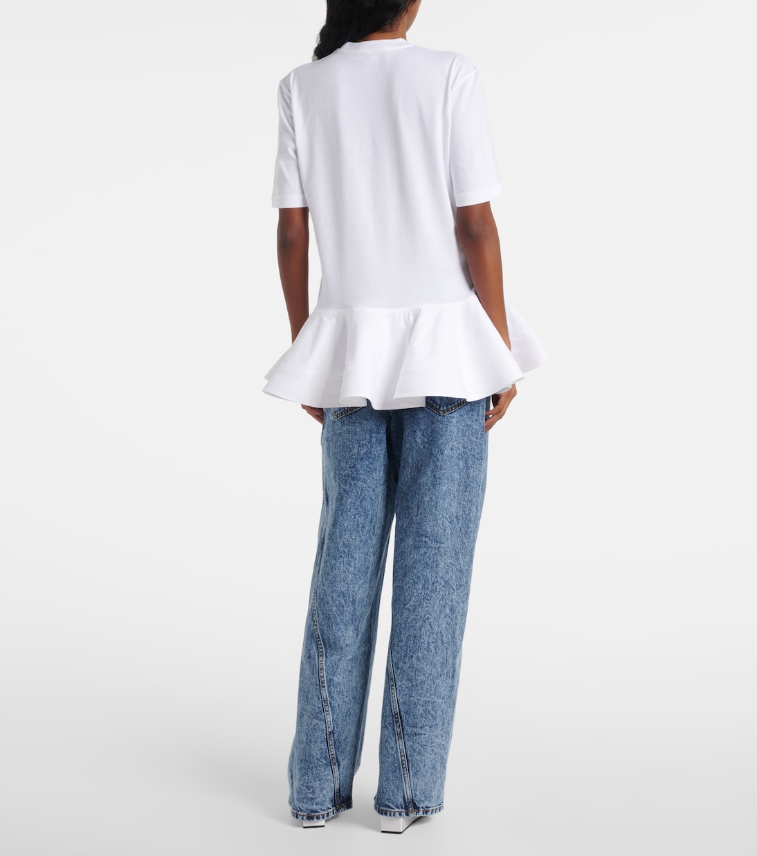 Пеплум из хлопкового джерси, футболка Alaïa, Blanc — фото 3