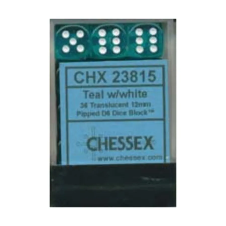 

d6 12 мм Бирюзовый с белым (36), Dice - Translucent - d6 (Chessex)