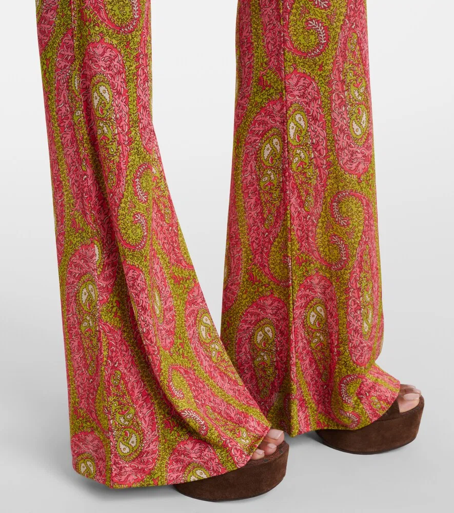 Расклешенные брюки с узором пейсли Etro, зеленый — фото 4