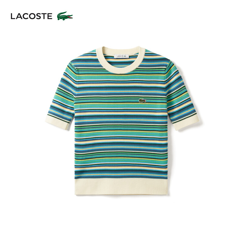 

Футболка полосатая женская Lacoste с короткими рукавами, красный