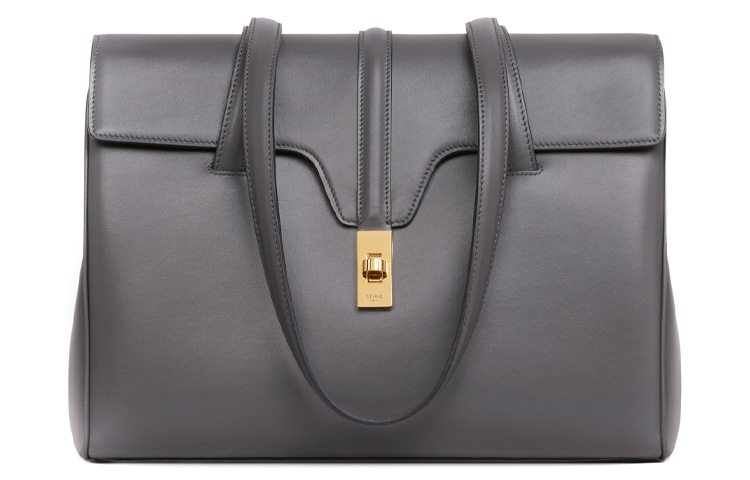 

CELINE Гладкая кожаная сумка через плечо среднего размера женская дымчато-черная