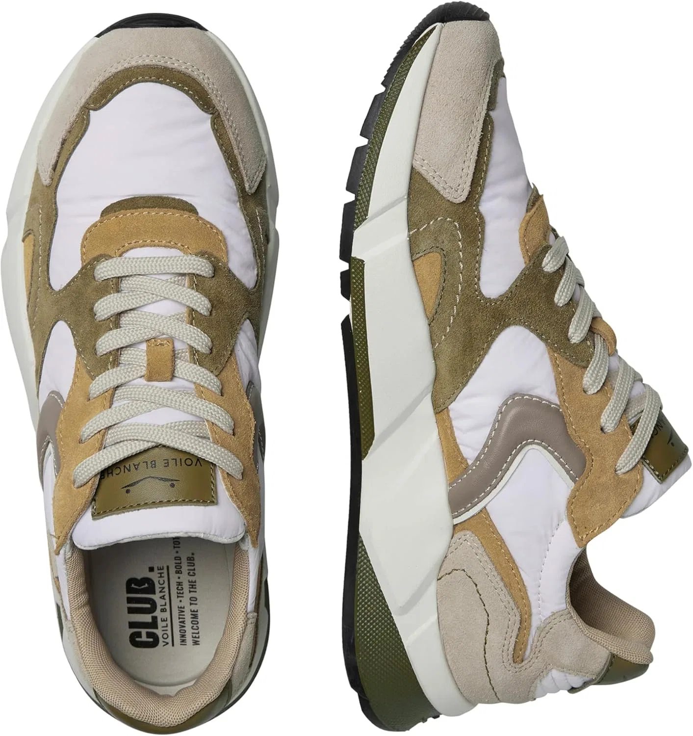 Кроссовки VOILE BLANCHE из замши и технической ткани, Beige Military Green — фото 2