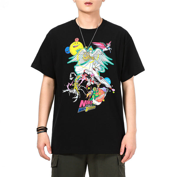 Футболка men's sports running casual printing round neck short sleeve black t-shirt Nike, черный — фото 3