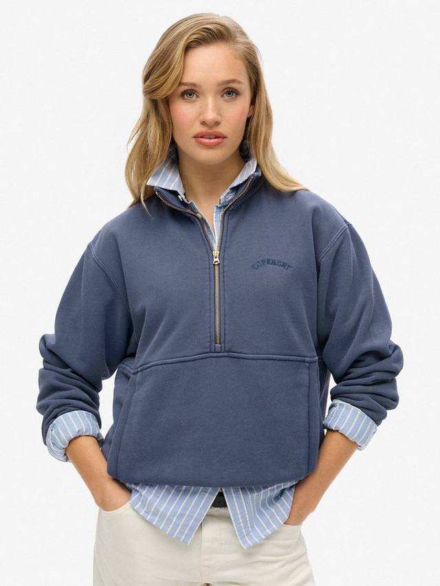 

Essential Logo оверсайз худи на молнии 1/2 из чистого органического хлопка Superdry, Lauren Navy