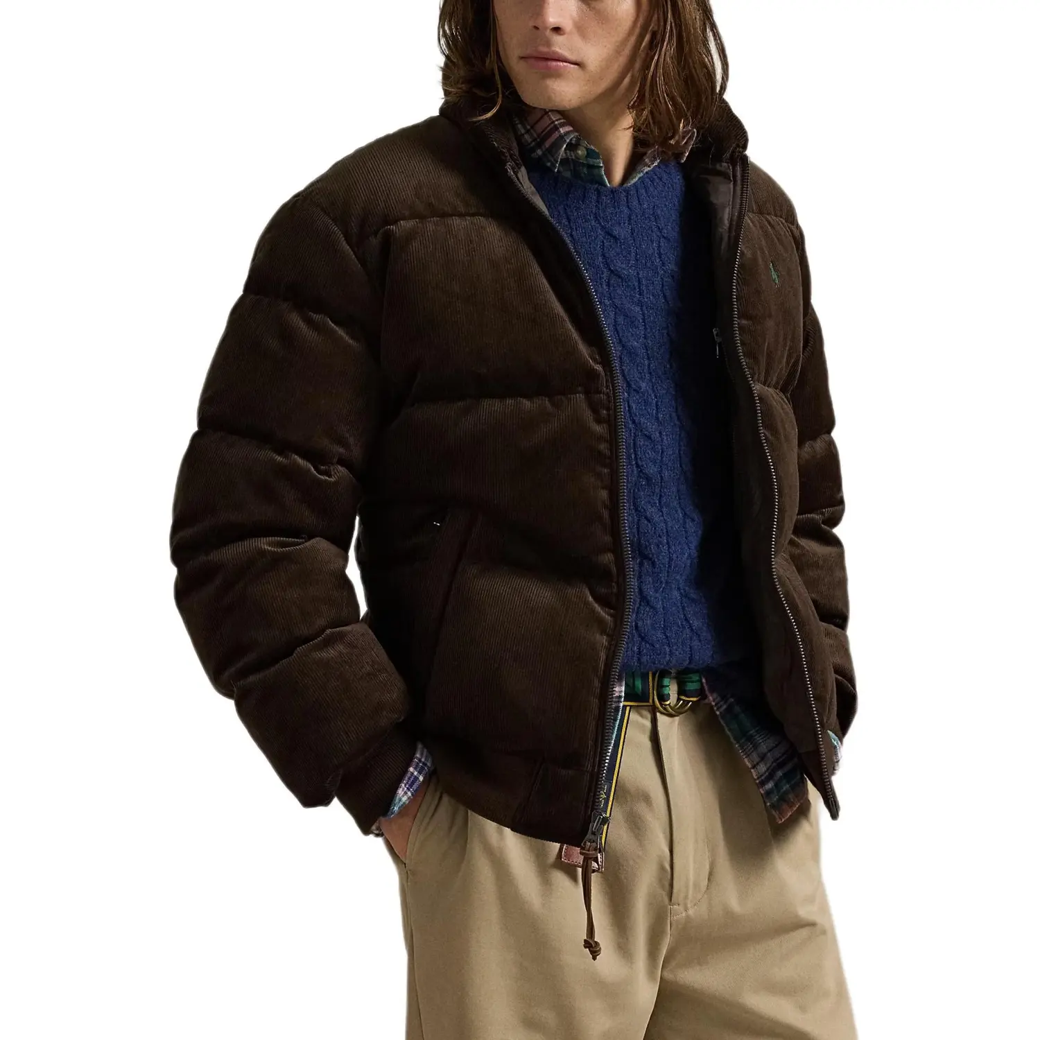 Велюровая стеганая куртка Polo Ralph Lauren, коричневый — фото 2
