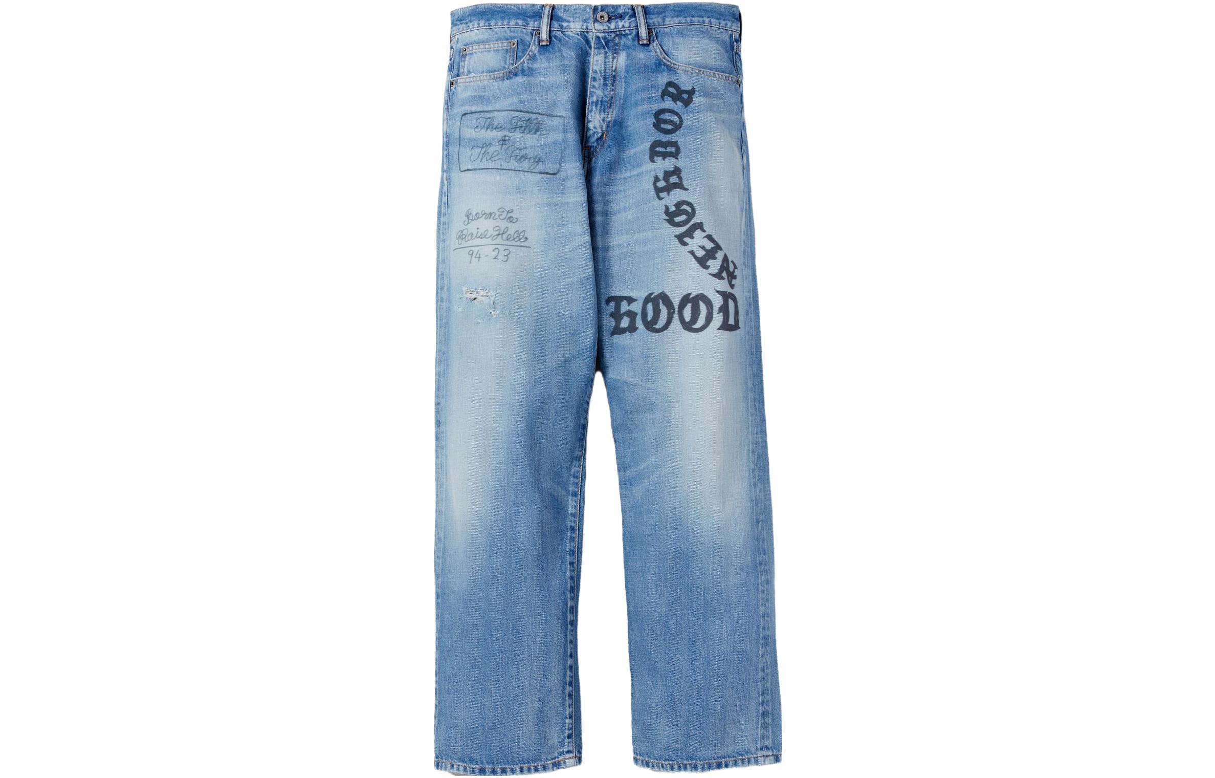 

Джинсы с прямыми штанинами и принтом NEIGHBORHOOD, синий