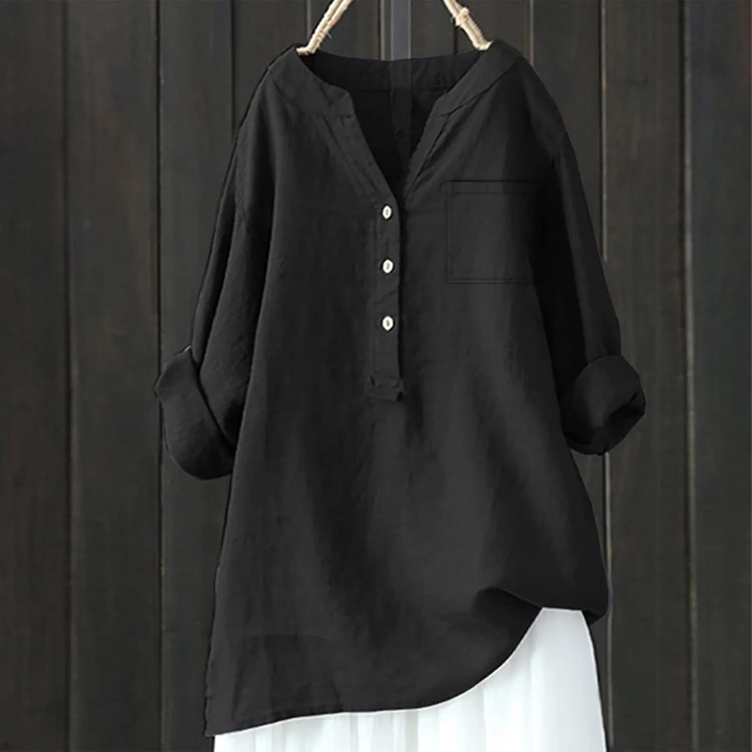 Блуза свободная Gauze Shirt, черный — фото 3