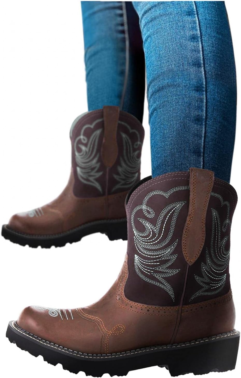 

Женские ковбойские сапоги Hbeylia, винтажные модные кожаные с круглым носком, широкие, на массивном каблуке, с противоскользящей подошвой, до середины голени, для верховой езды, вестерн, ретро, зимние и осенние короткие сапоги, Coffee