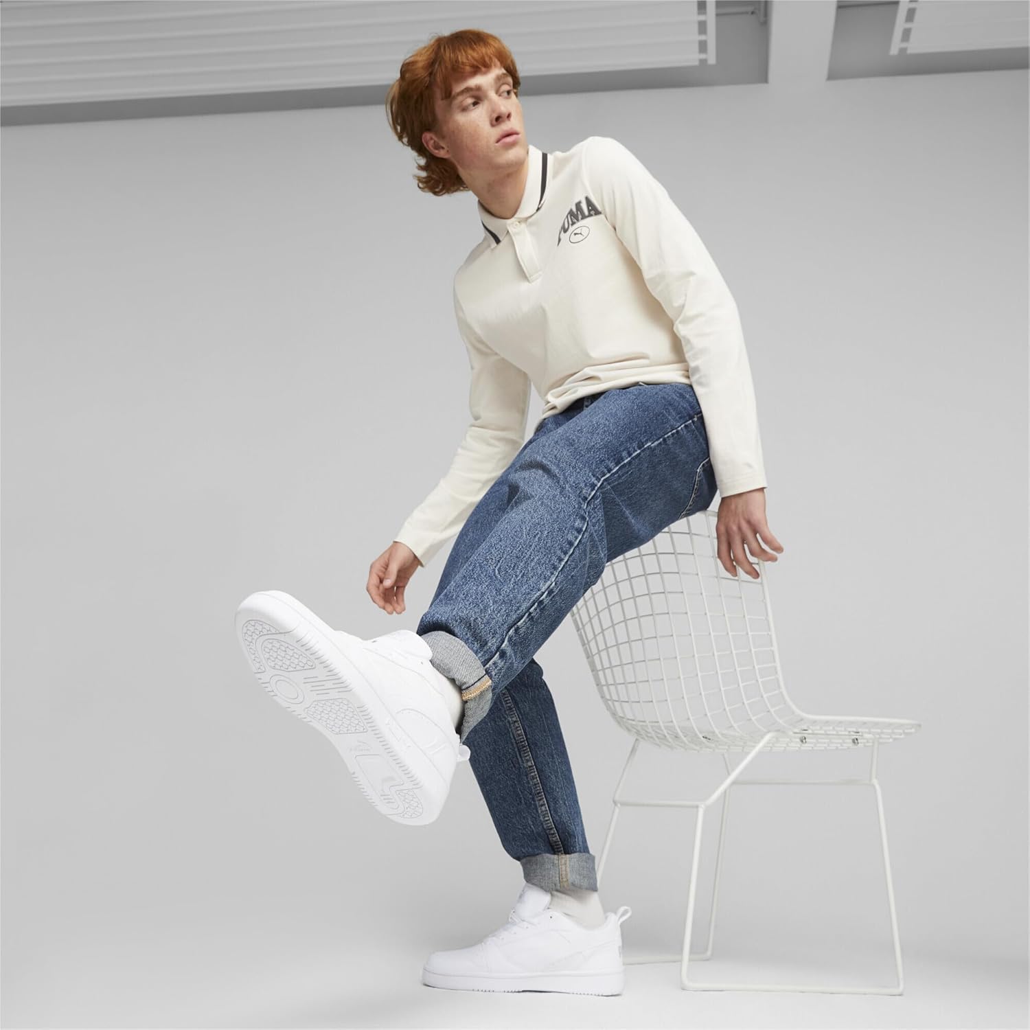 Мужские низкие кроссовки PUMA, белый/серый/светло-серый — фото 3