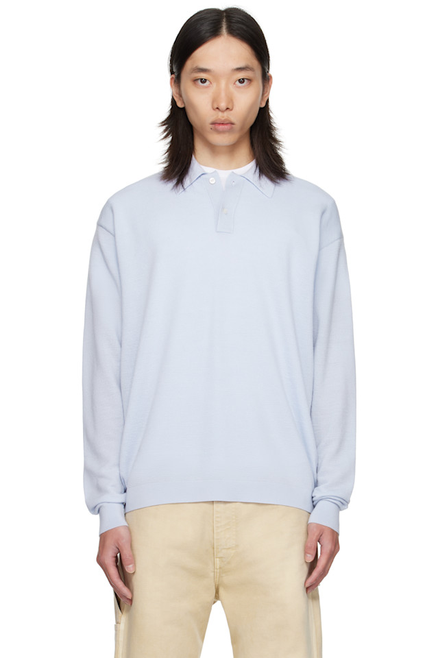 

Vowels Синяя легкая вязаная рубашка поло